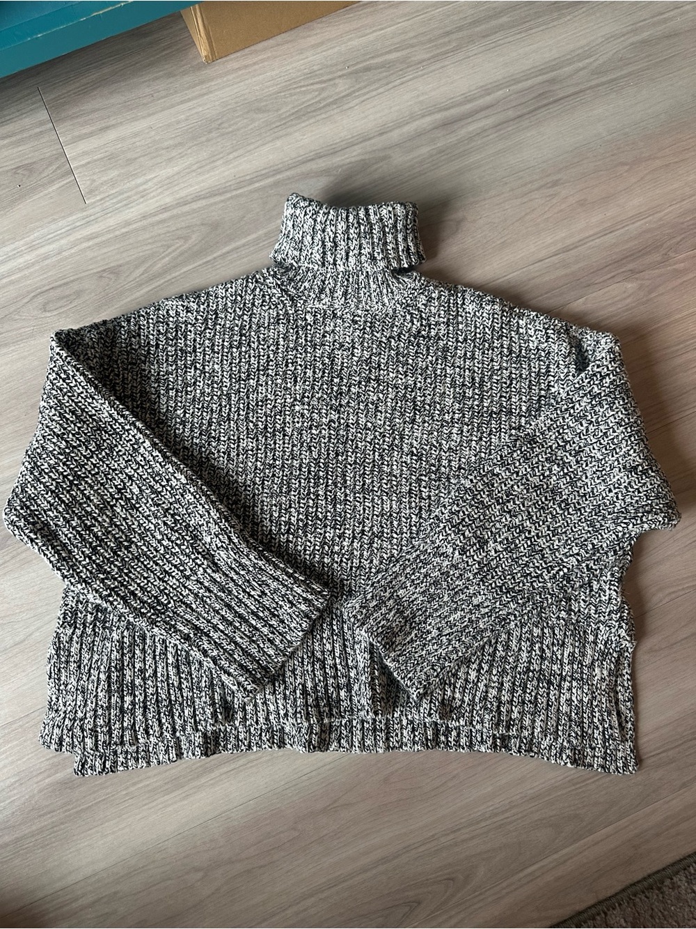 Madewell Wide Rib Turtleneck Sweater marled cookies and cream color Women Large